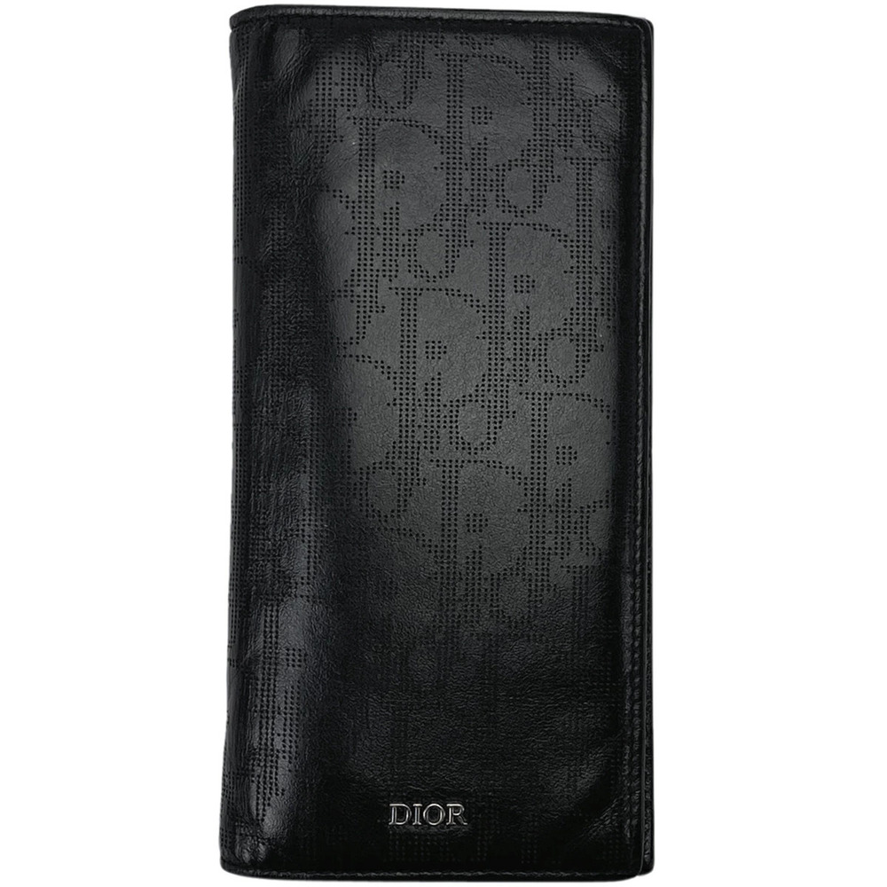 Christian Dior bi fold long wallet all over billfold Wallet leather black